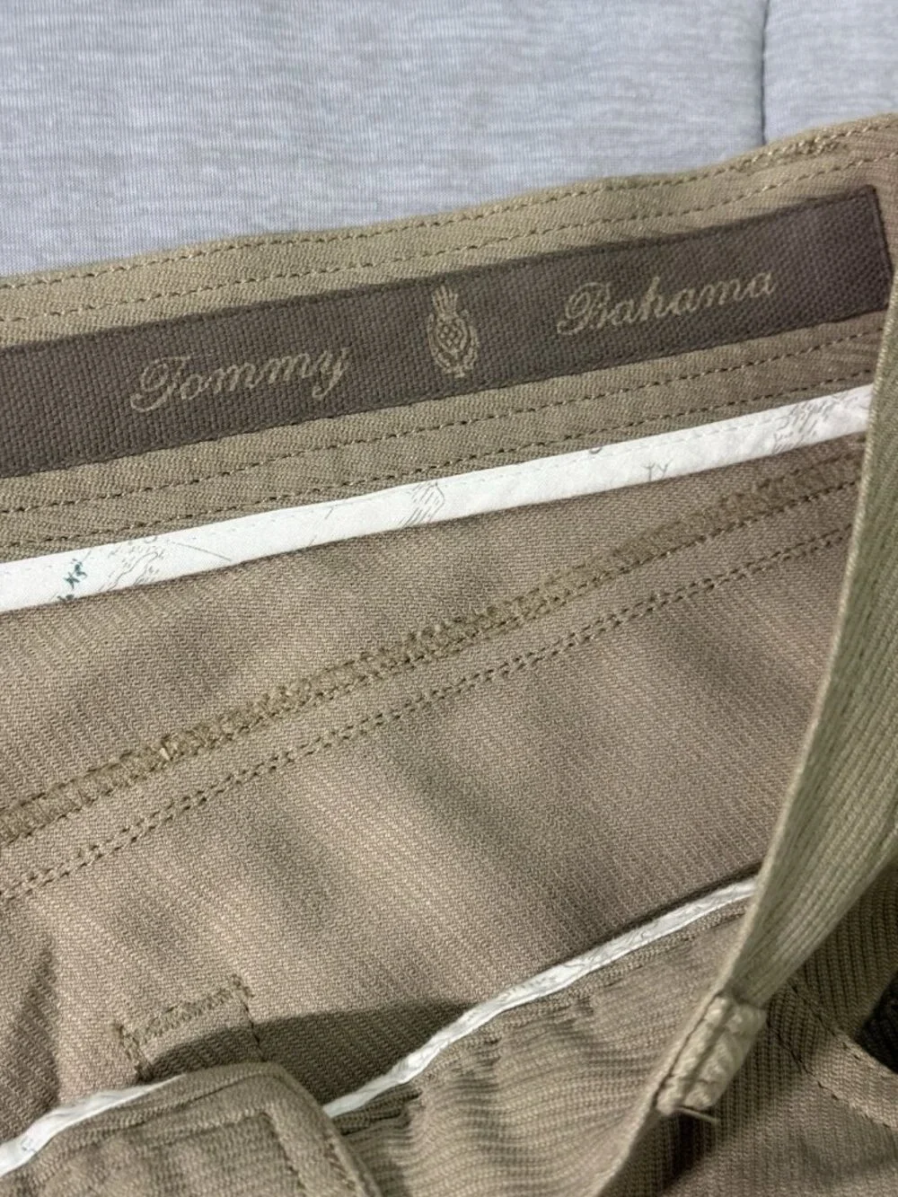 Tommy Bahama Pants Mens Size 34 Browm Silk Blend Flat Front Chino Trousers Dress